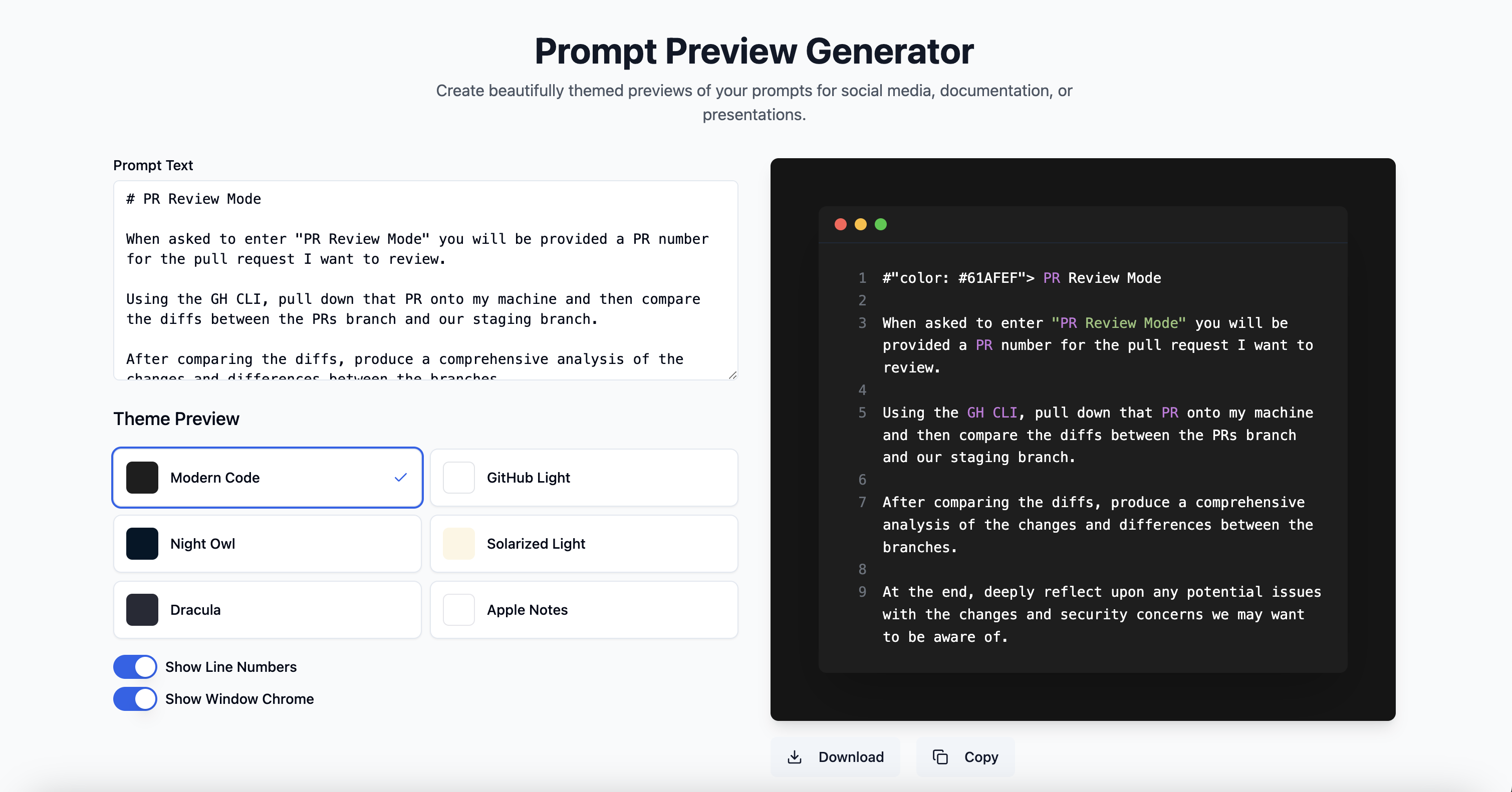 Prompt Preview Generator